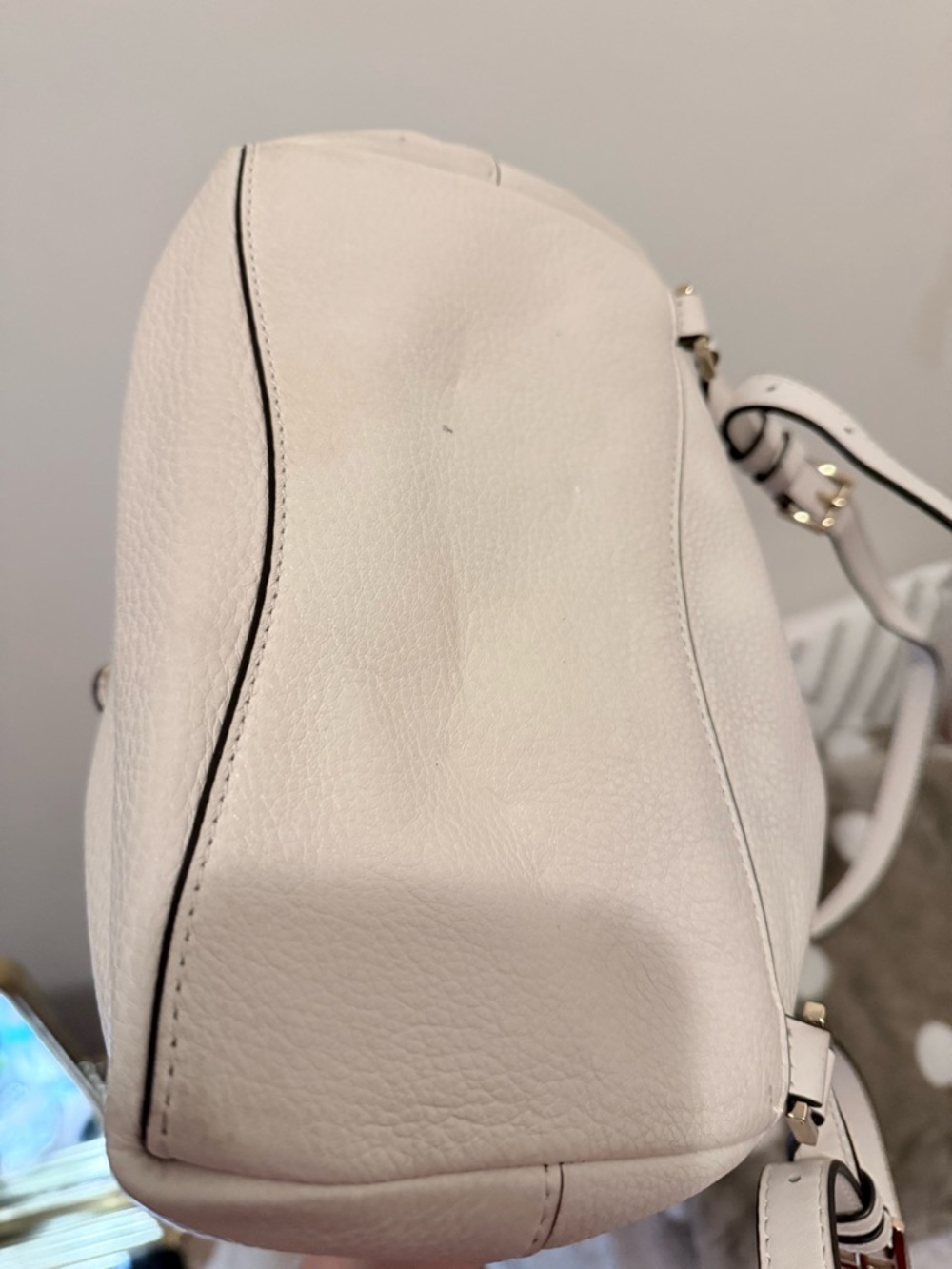 Michael Kors Ivory Pebbled Leather Backpack with Gold Hardware - Picture 9 of 9